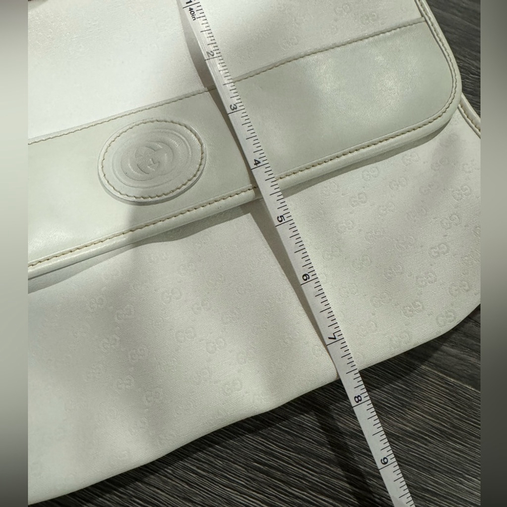 Vintage Gucci Interlocking GG Clutch purse shoulder bag ivory gold authentic - Picture 15 of 16
